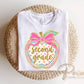 Second Grade Preppy Back to School DTF Transfer, Ready to Press, Coquette First Day of School Tshirt Design