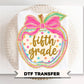 Fifth Grade Preppy Back to School DTF Transfer, Ready to Press, Coquette First Day of School Tshirt Design