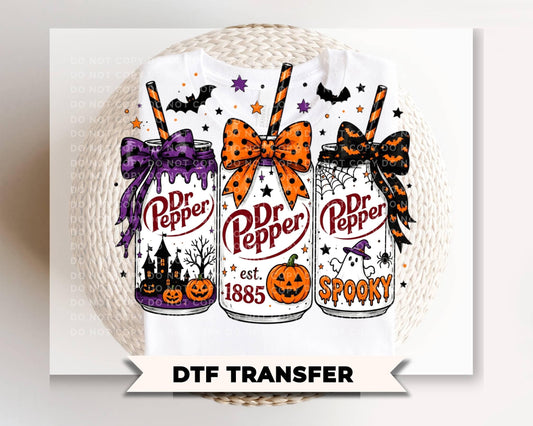 Coquette Halloween Soda Cans DTF Transfer, Ready to Press, Spooky Season Tshirt Design