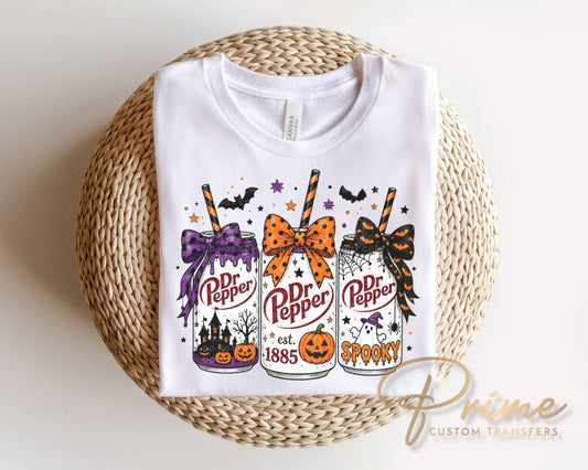 Coquette Halloween Soda Cans DTF Transfer, Ready to Press, Spooky Season Tshirt Design