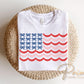 Bow Scalloped American Flag DTF Transfer, Ready to Press, 4th of July Tshirt Design