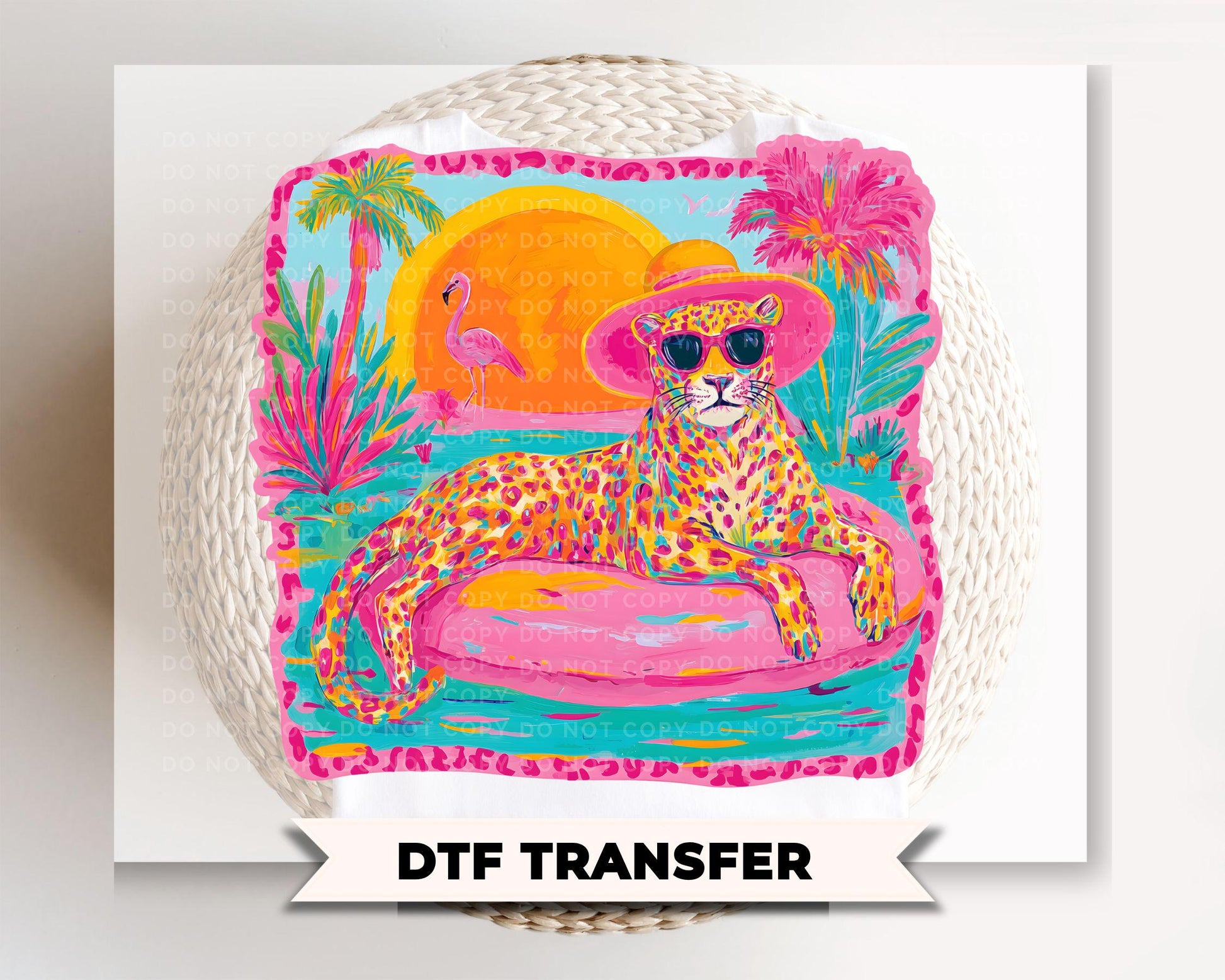 Summer Leopard DTF Transfer, Ready to Press, Trendy Beach T-Shirt Design