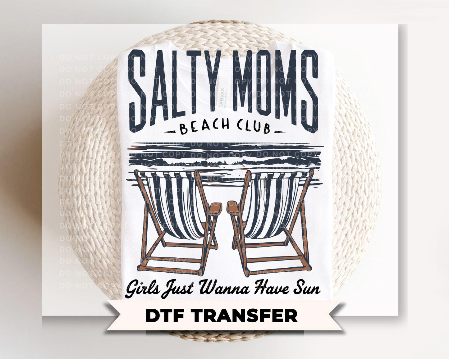 Salty Mom Beach Club DTF Transfer, Girls Just Wanna Have Sun, Funny T-Shirt Design