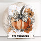Floral Fall Pumpkin DTF Transfer, Ready to Press, Halloween Tshirt Design