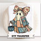 Patchwork Ghost DTF Transfer, Ready to Press, Trendy Halloween Tshirt Design