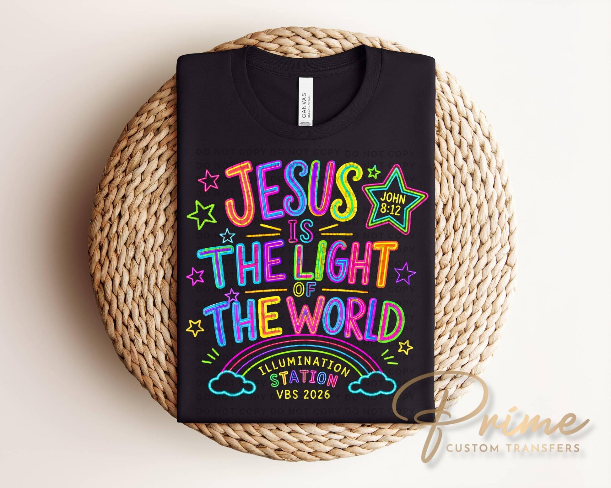 VBS Jesus is the Light of the World DTF Transfer, Ready to Press, Christian Church Kids Tshirt Design