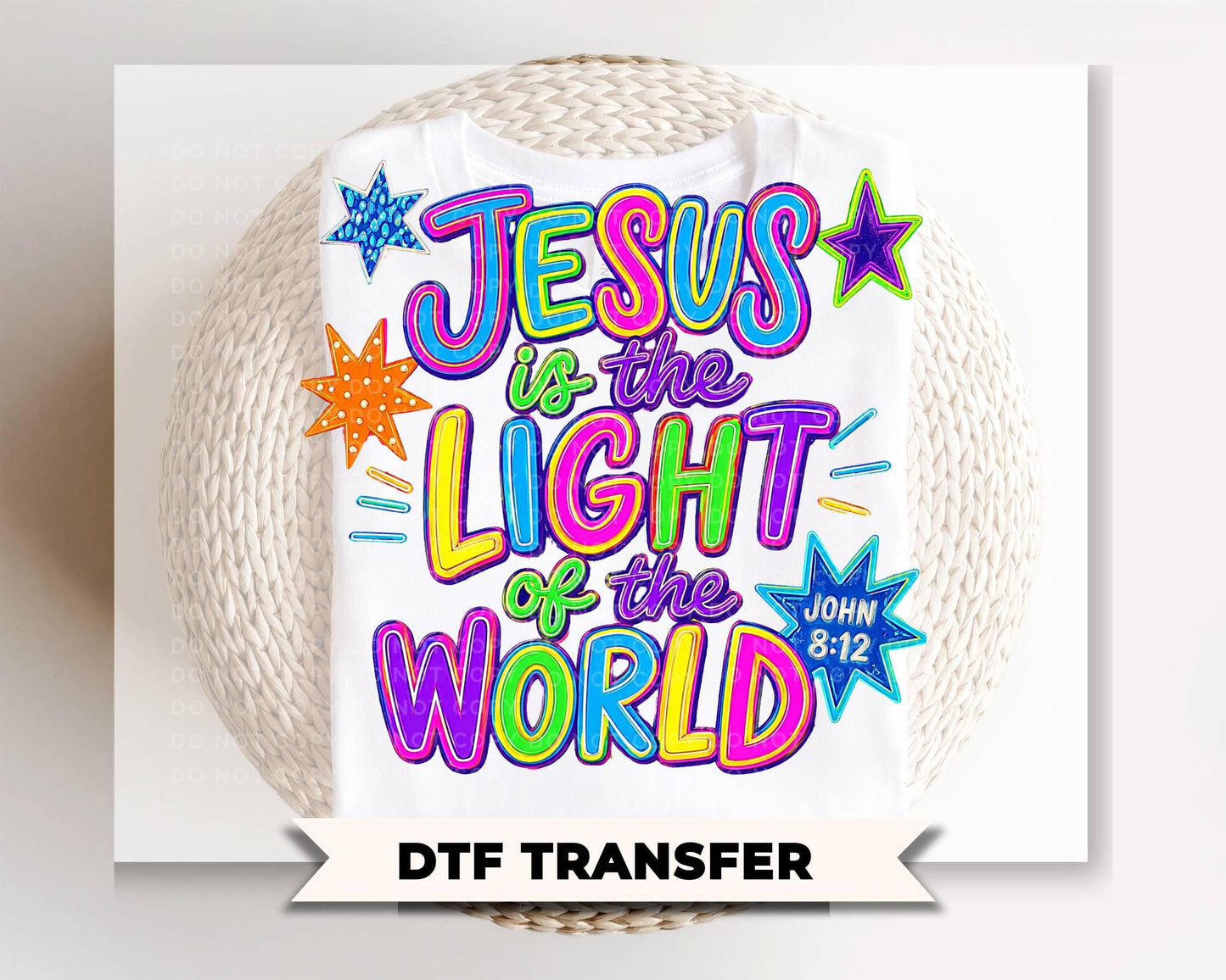 VBS Jesus is the Light of the World DTF Transfer, Ready to Press, Christian Church Kids Tshirt Design