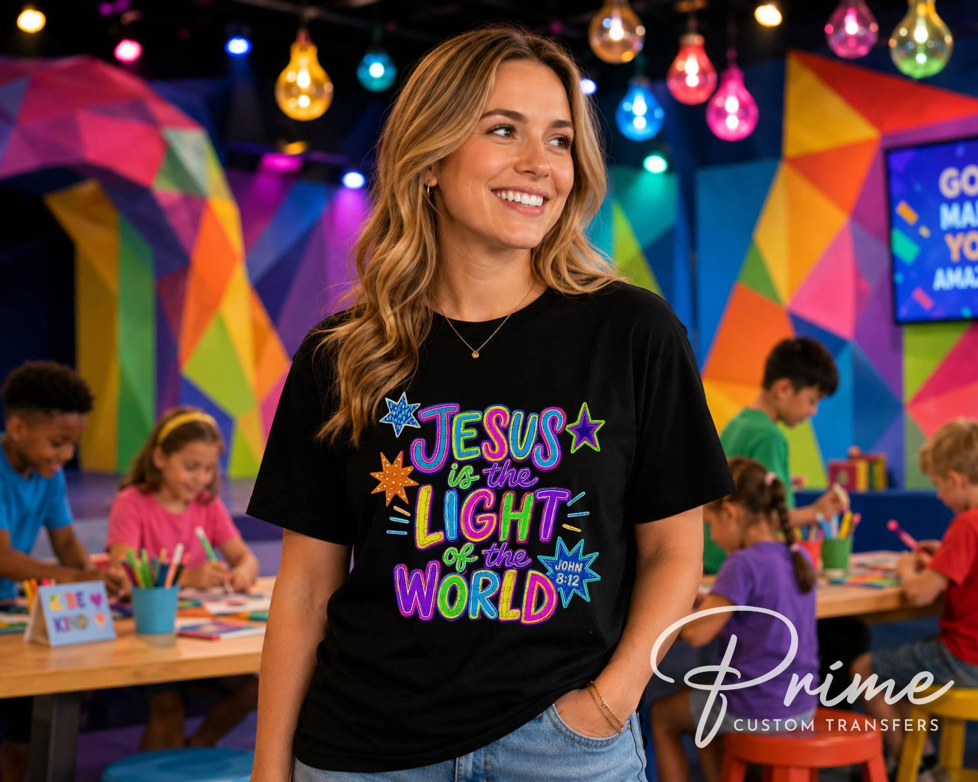 VBS Jesus is the Light of the World DTF Transfer, Ready to Press, Christian Church Kids Tshirt Design