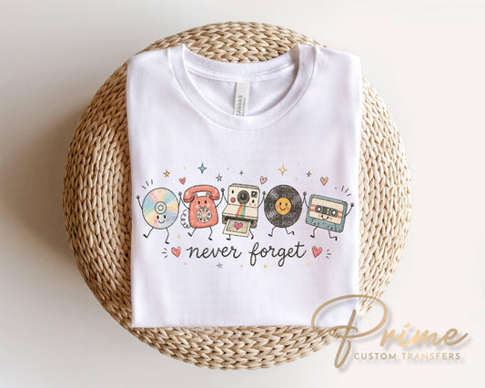 90s Doodle Characters DTF Transfer, Ready to Press, Nostalgic Cassette Tape Tshirt Design