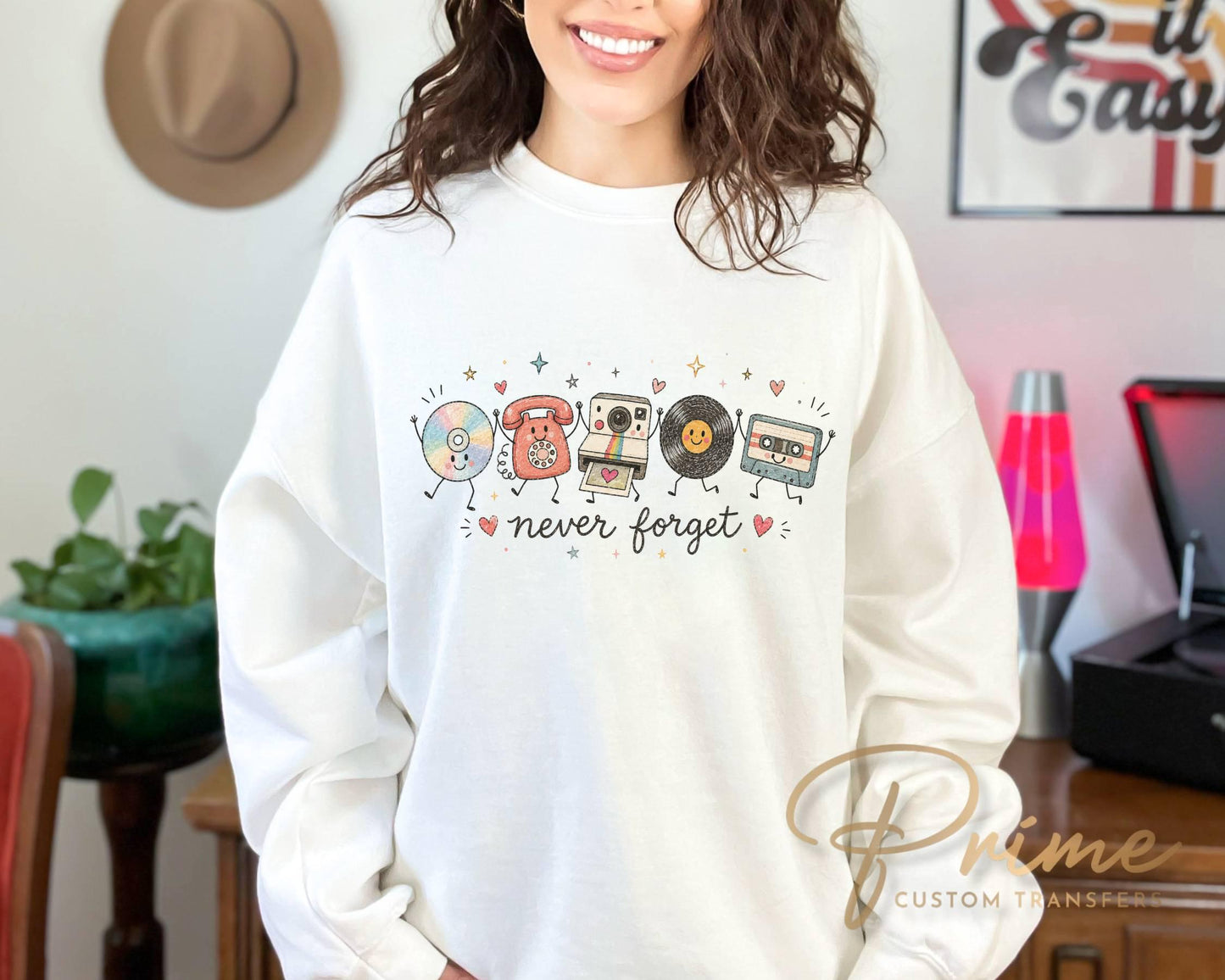 90s Doodle Characters DTF Transfer, Ready to Press, Nostalgic Cassette Tape Tshirt Design