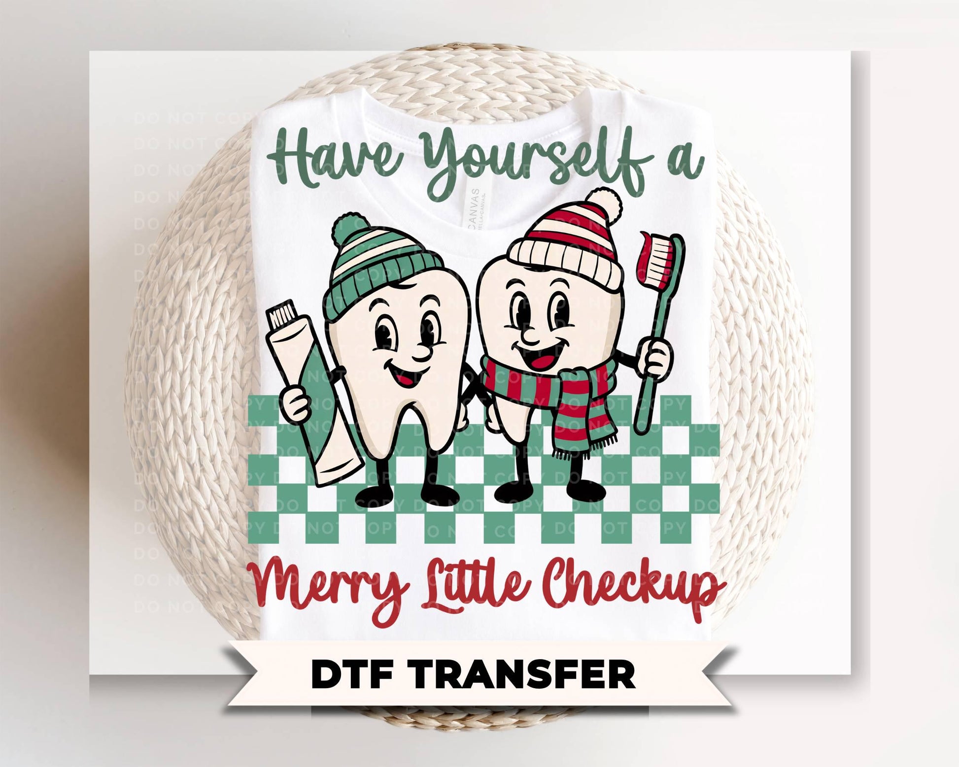 Christmas Dental Assistant DTF Transfer, Ready to Press, Funny Dentist Office Tshirt Design