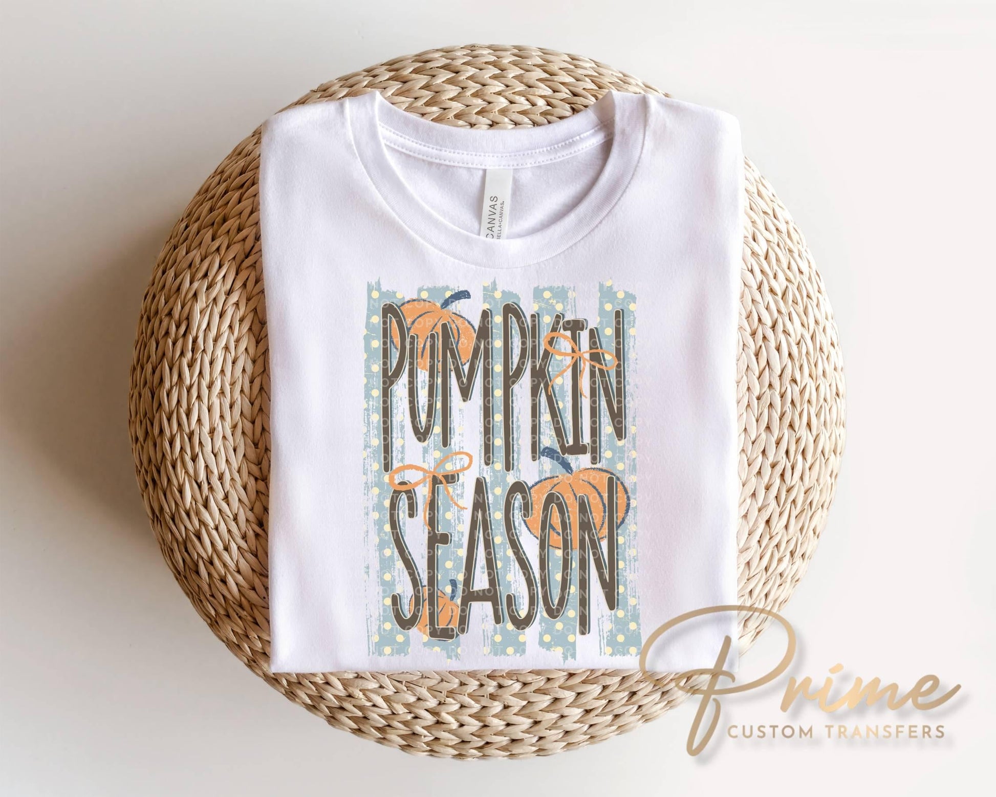 Pumpkin Season DTF Transfer, Ready to Press, Trendy Striped Fall Tshirt Design