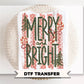 Merry and Bright DTF Transfer, Ready to Press, Trendy Stripes Christmas Tshirt Design