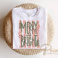 Merry and Bright DTF Transfer, Ready to Press, Trendy Stripes Christmas Tshirt Design