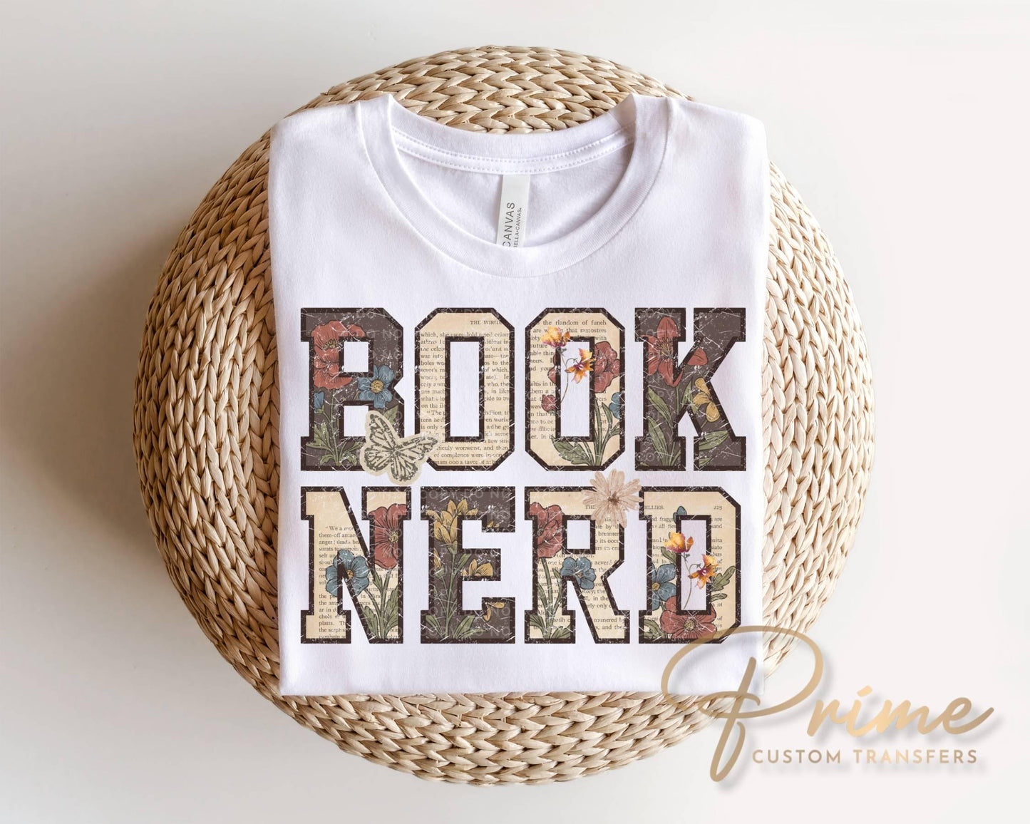 Book Nerd DTF Transfer, Ready to Press, Book Lover Tshirt Design
