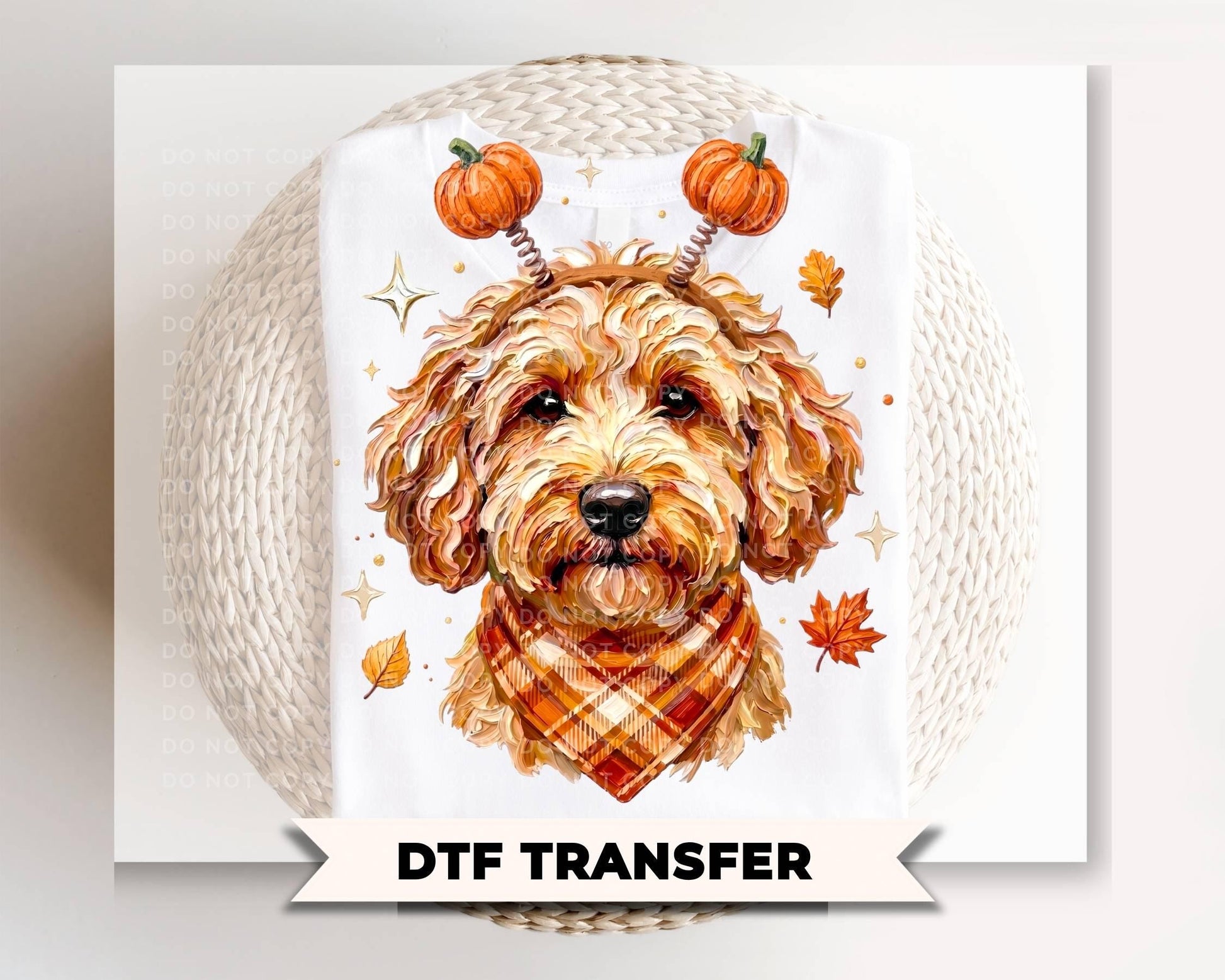 Fall Goldendoodle DTF Transfer, Ready to Press, Halloween Tshirt Design