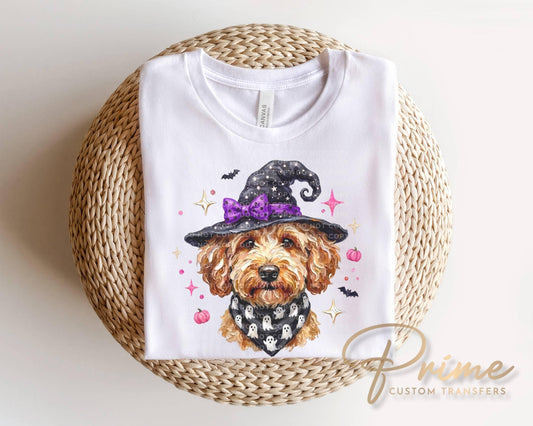 Halloween Goldendoodle DTF Transfer, Ready to Press, Fall Tshirt Design