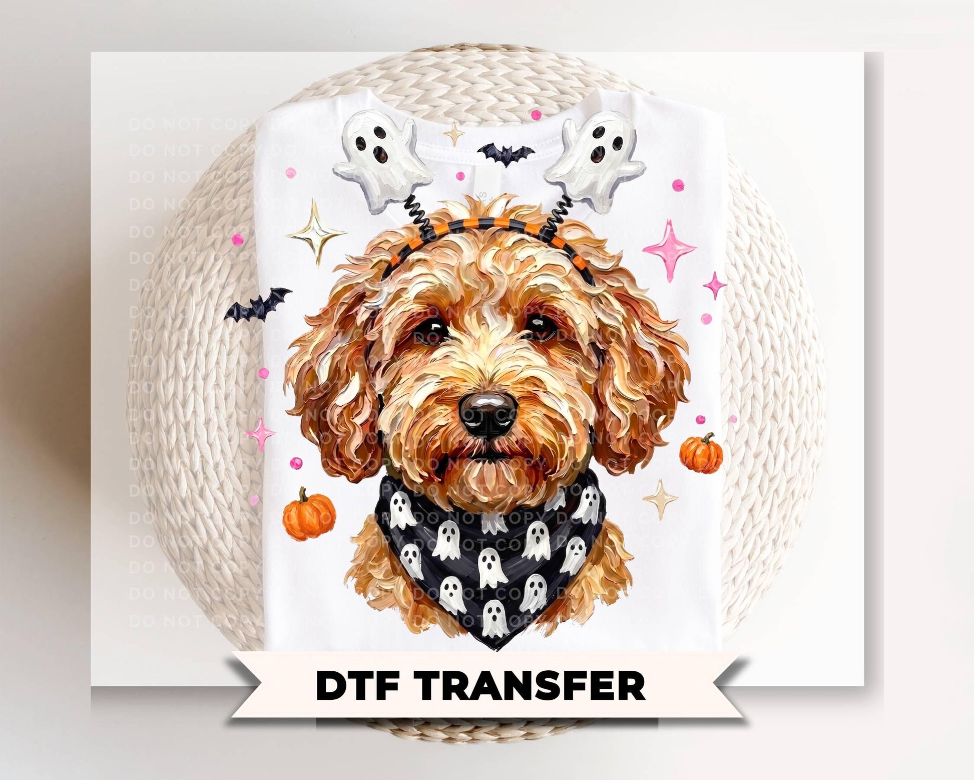 Halloween Goldendoodle DTF Transfer, Ready to Press, Fall Tshirt Design