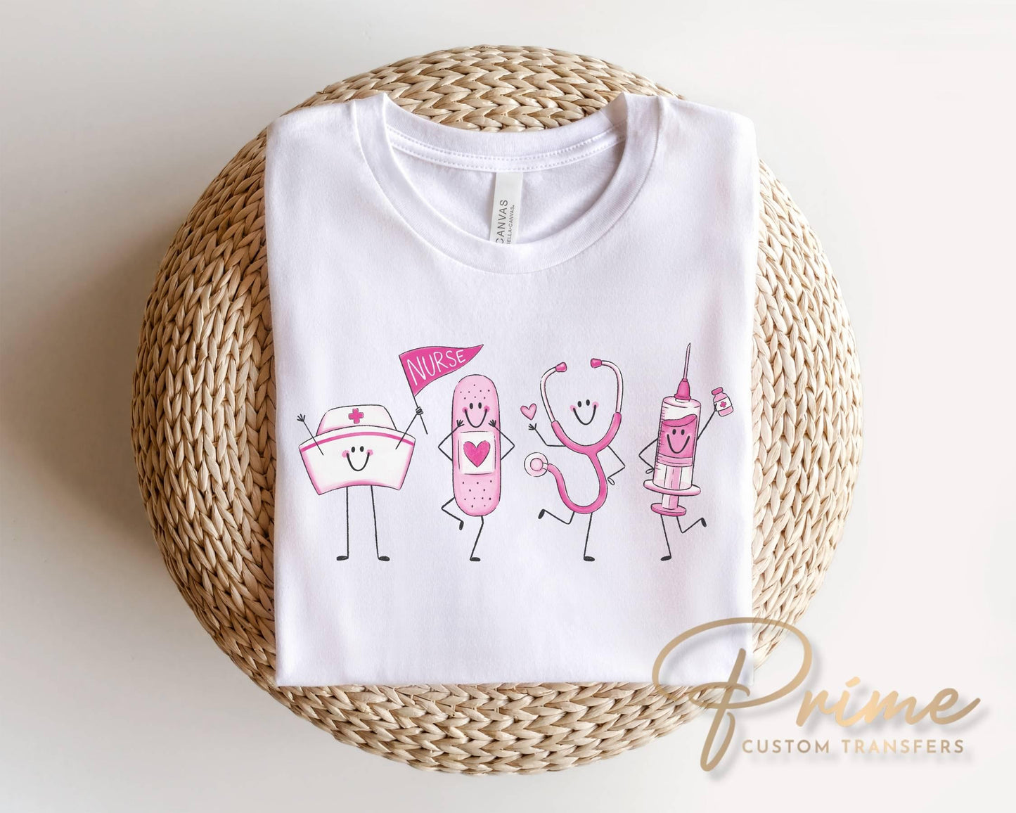 Nurse Doodle Characters DTF Transfer, Ready to Press, LVN Tshirt Design