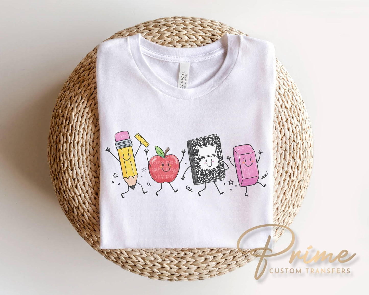 Back to School DTF Transfer, Ready to Press, Doodle Characters, Teacher Tshirt Design