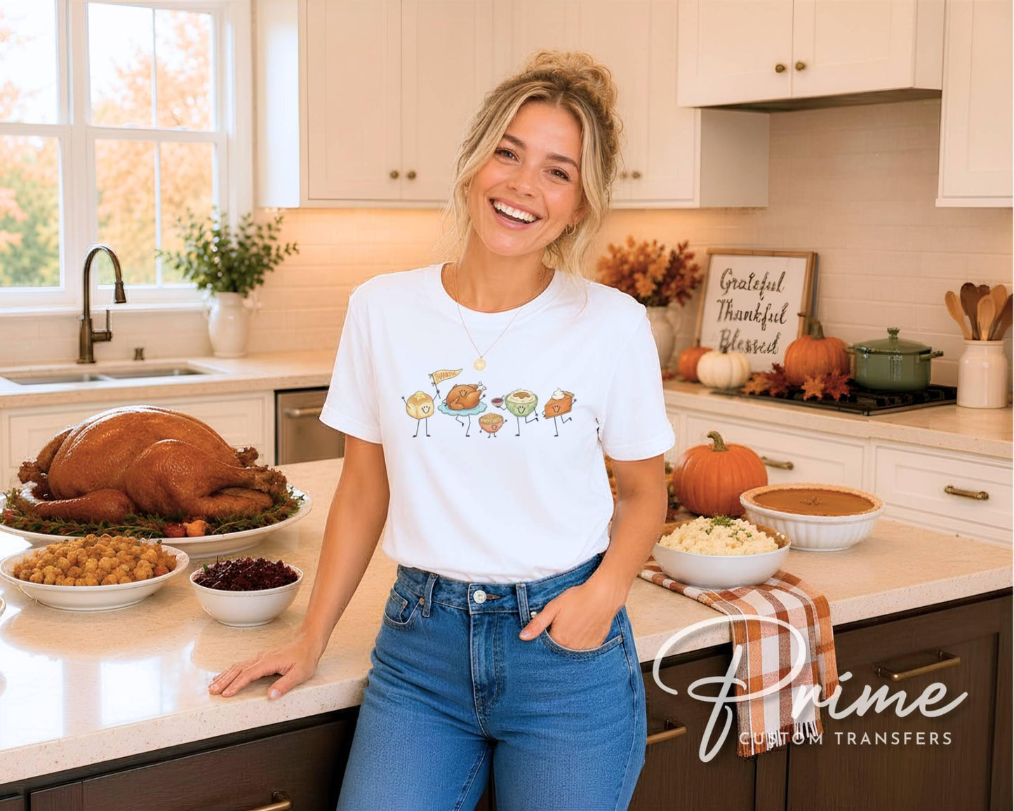 Thanksgiving Doodle DTF Transfer, Ready to Press, Friendsgiving Tshirt Design