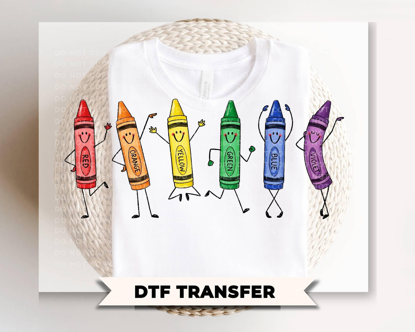 Crayon Doodle DTF Transfer, Ready to Press, Teacher Tshirt Design