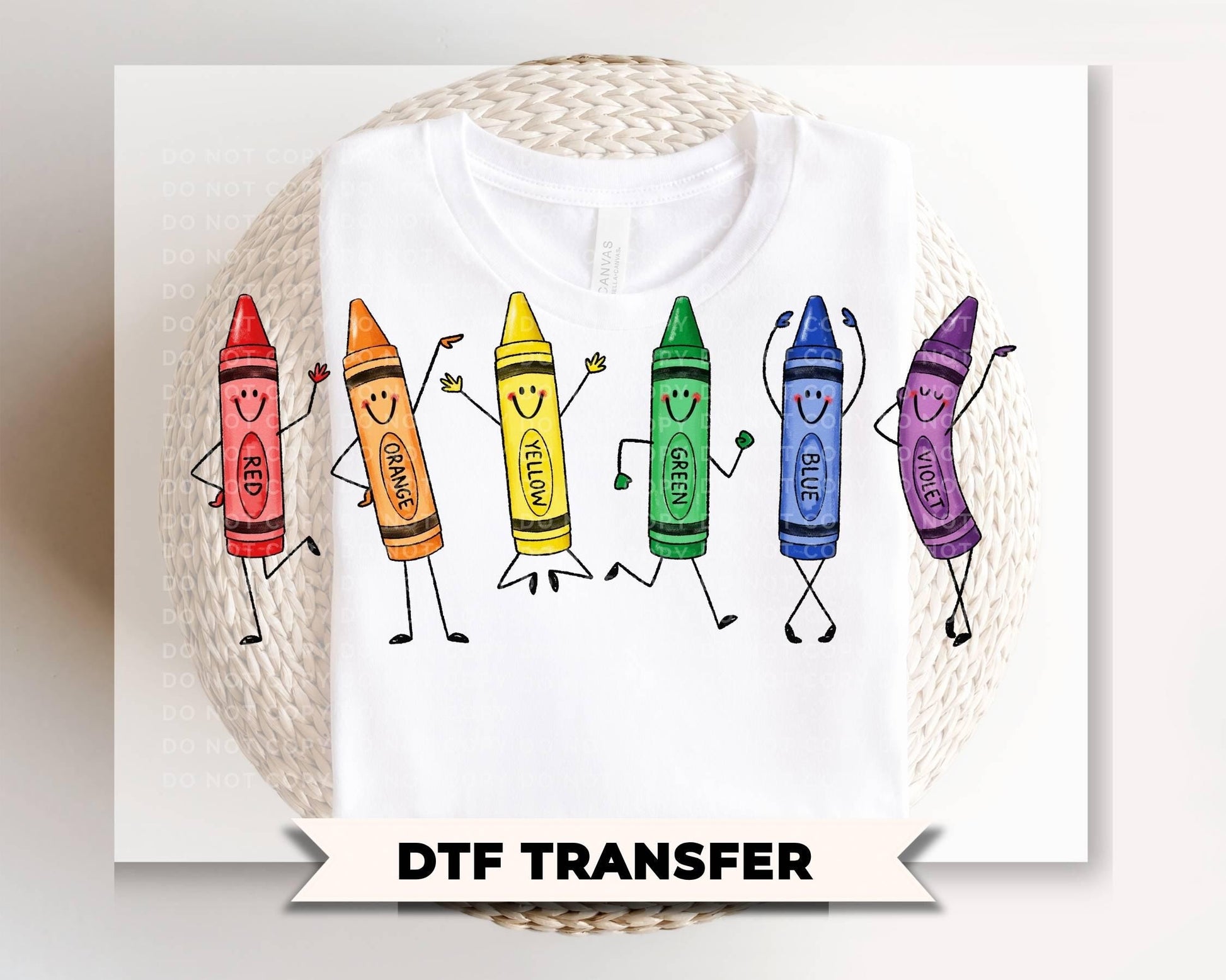 Crayon Doodle DTF Transfer, Ready to Press, Teacher Tshirt Design