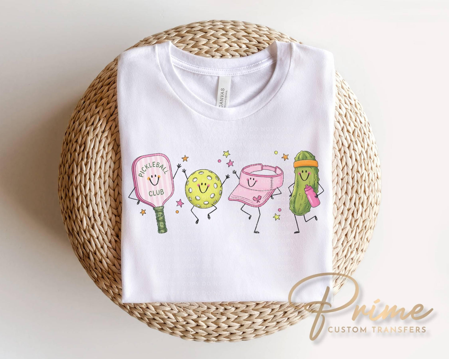 Pickleball Doodle Characters DTF Transfer, Ready to Press, Sport T-shirt Design