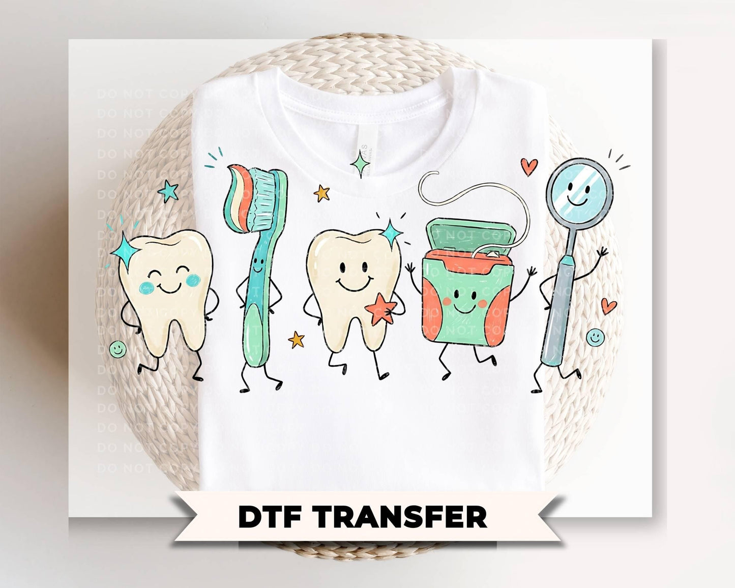 Dental Assistant Doodle DTF Transfer, Ready to Press, Orthodontist T-shirt Design