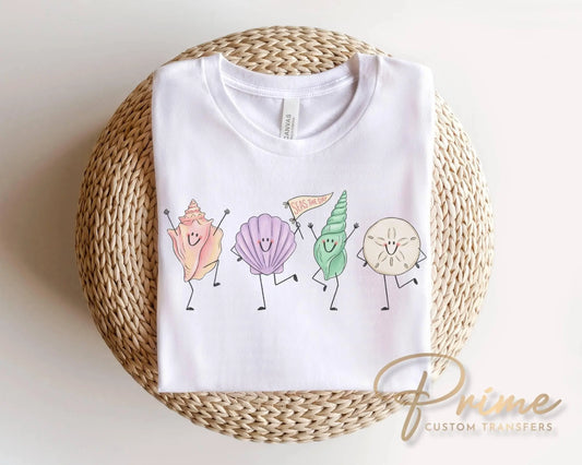 Seashell Doodles DTF Transfer, Ready to Press, Summer Beach T-Shirt Design