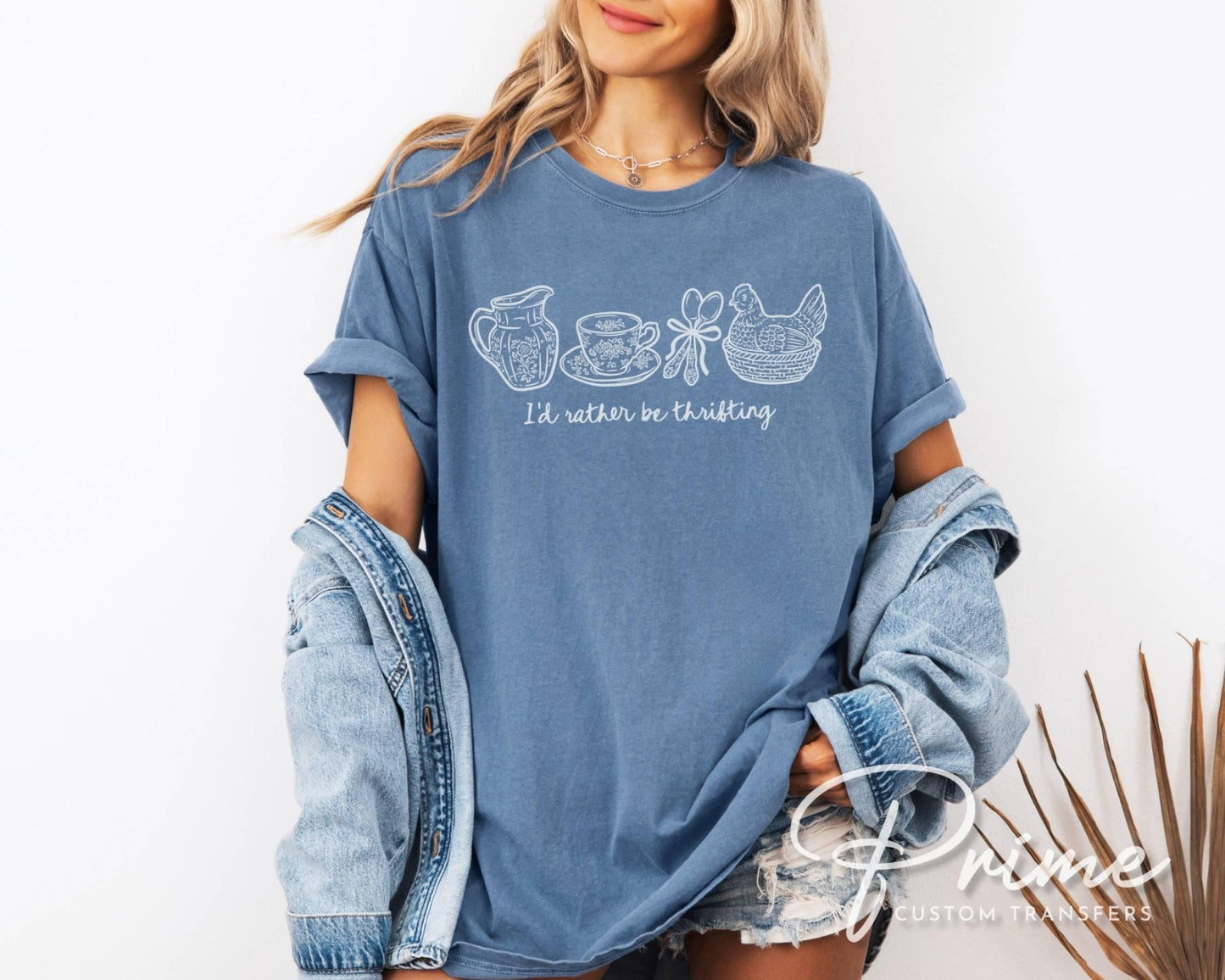I'd Rather Be Thrifting DTF Transfer, Ready to Press, Cottagecore Tshirt Design