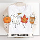 Fall Doodles DTF Transfer, Ready to Press, Leaf Ghost Pumpkin Latte Characters