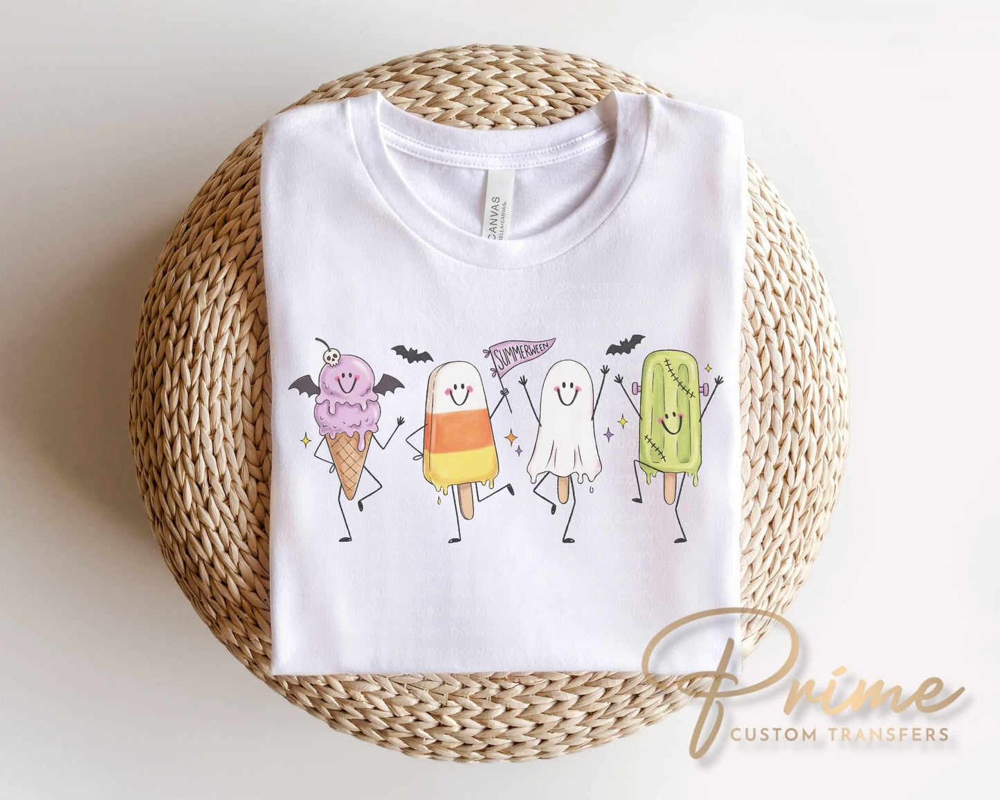 Summerween Doodles DTF Transfer, Ready to Press, Funny Halloween Tshirt Design