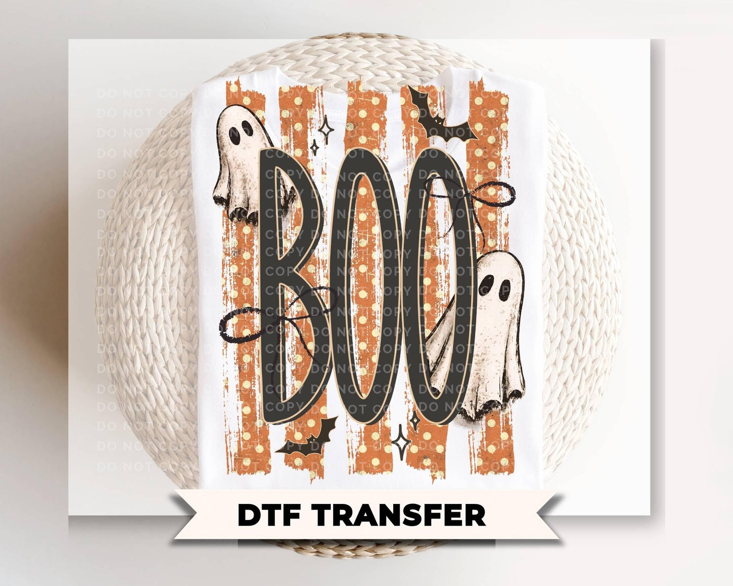 Striped Spooky Ghosts DTF Transfer, Ready to Press, Trendy Halloween Tshirt Design