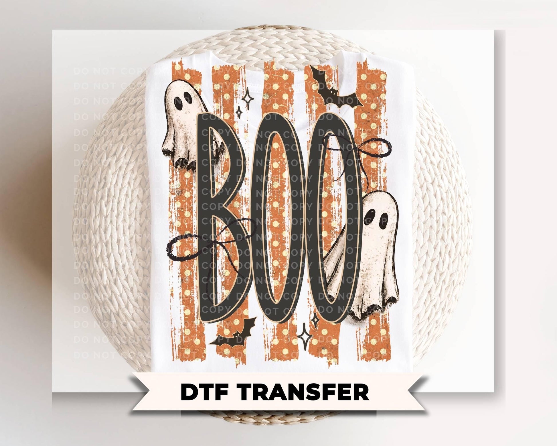 Striped Spooky Ghosts DTF Transfer, Ready to Press, Trendy Halloween Tshirt Design
