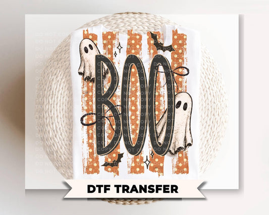 Striped Spooky Ghosts DTF Transfer, Ready to Press, Trendy Halloween Tshirt Design