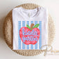 Striped Apple Kindergarten DTF Transfer, Ready to Press, First Day of School Tshirt Design