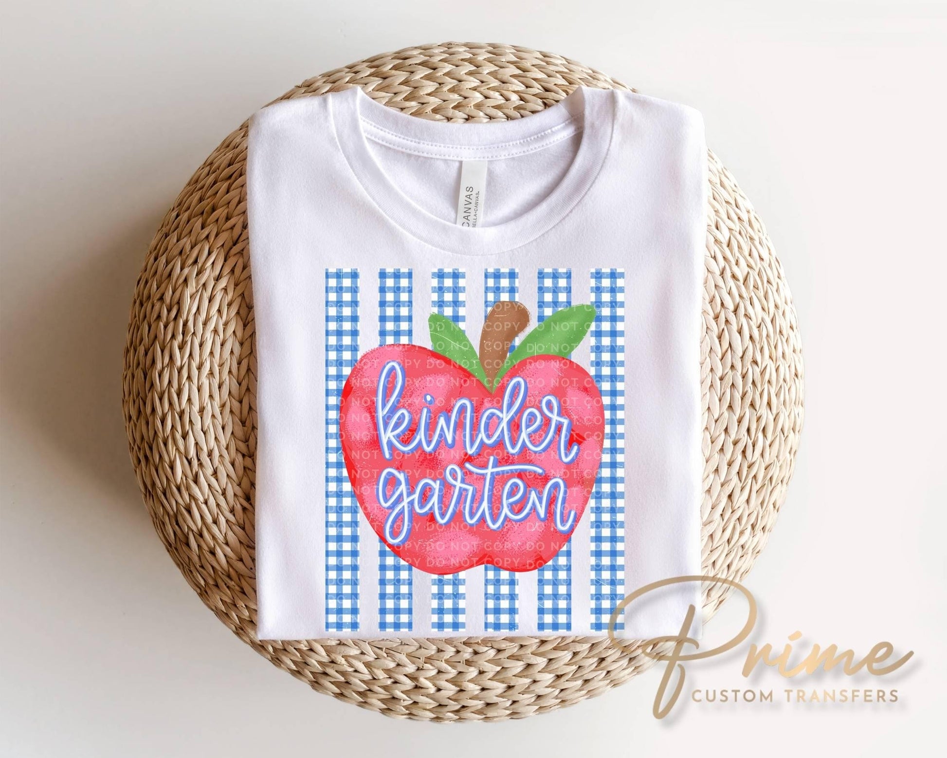 Striped Apple Kindergarten DTF Transfer, Ready to Press, First Day of School Tshirt Design