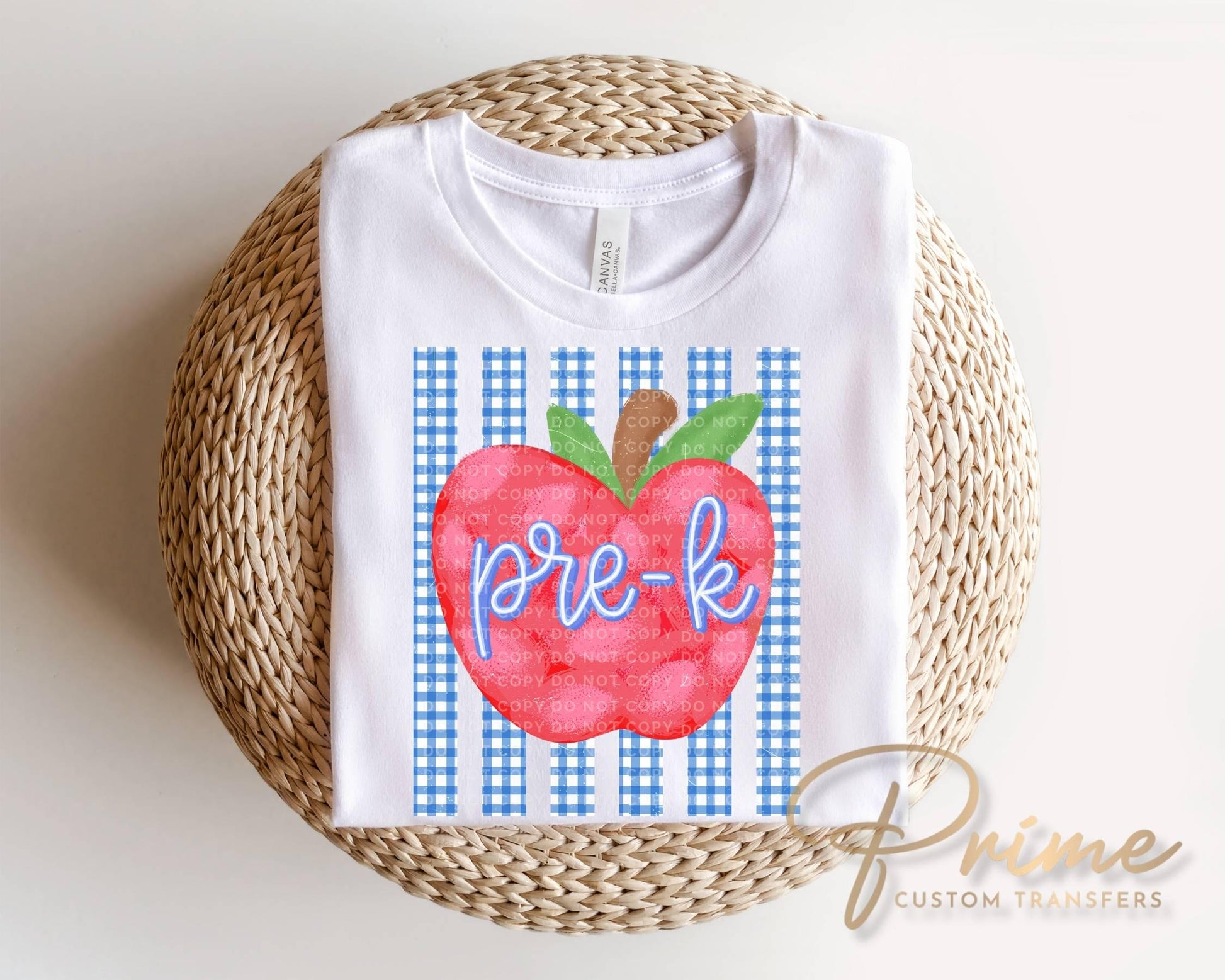 Striped Apple Pre-K DTF Transfer, Ready to Press, First Day of School Tshirt Design
