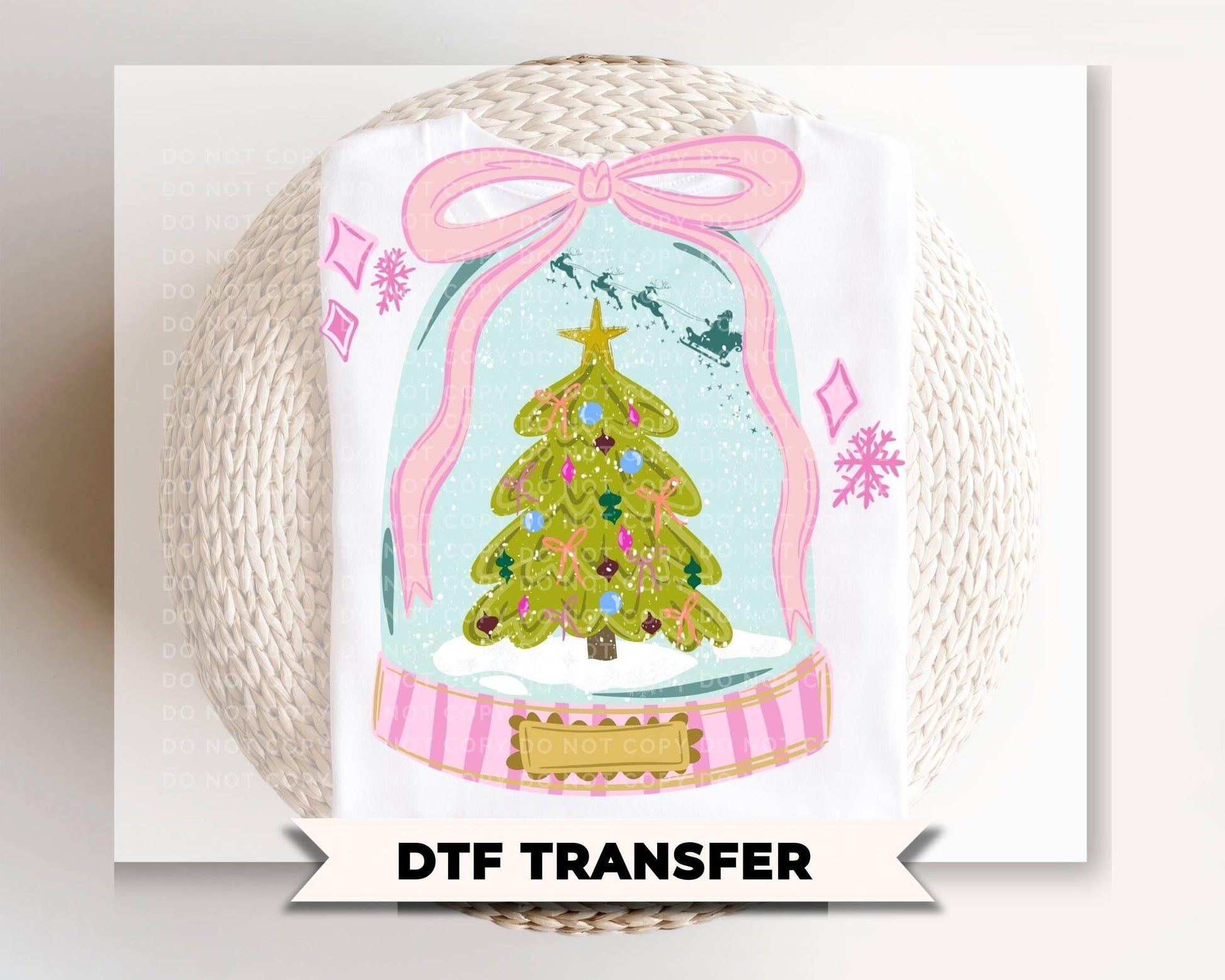 Whimsical Snow Globe DTF Transfer, Ready to Press, Christmas Tshirt Design