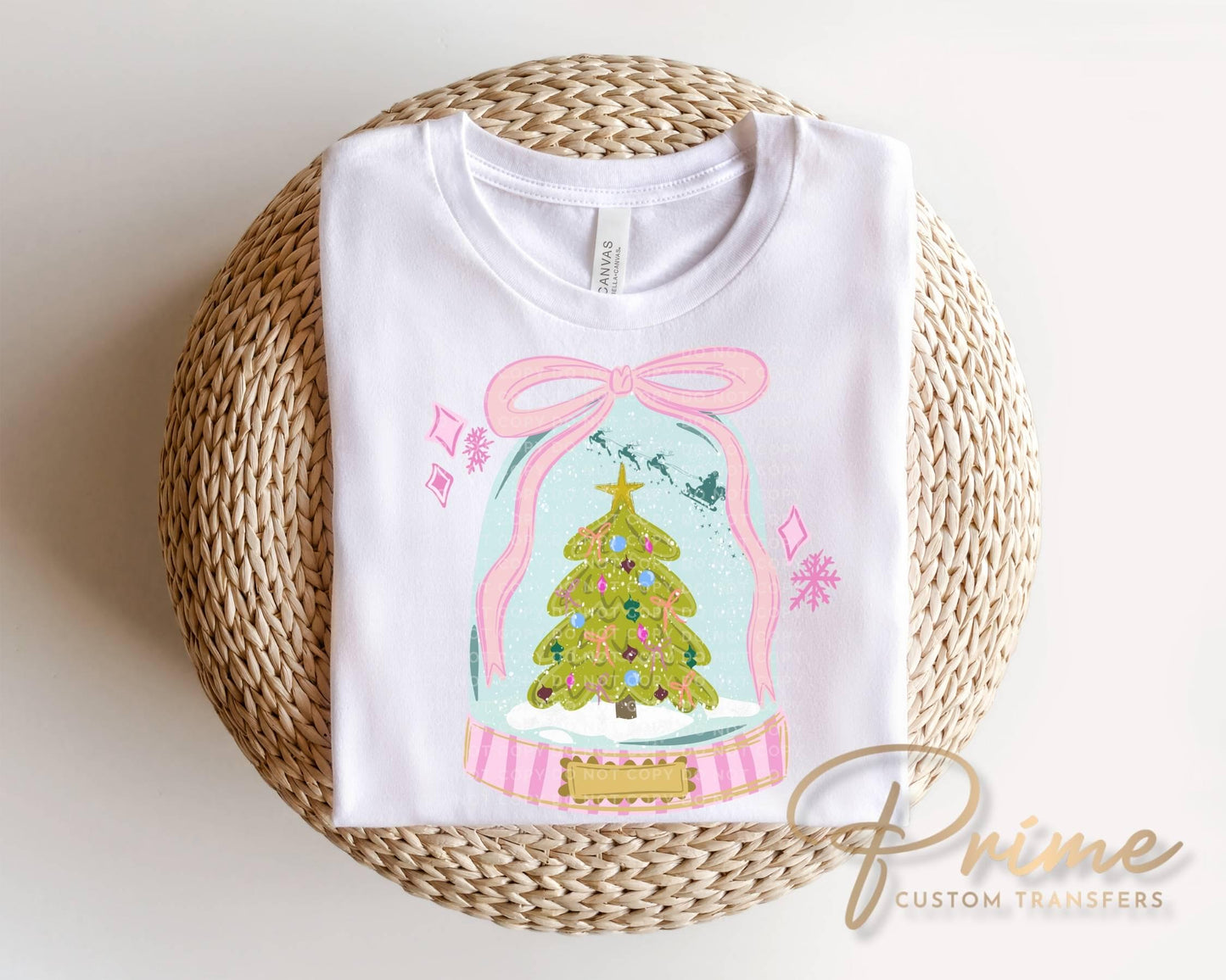 Whimsical Snow Globe DTF Transfer, Ready to Press, Christmas Tshirt Design