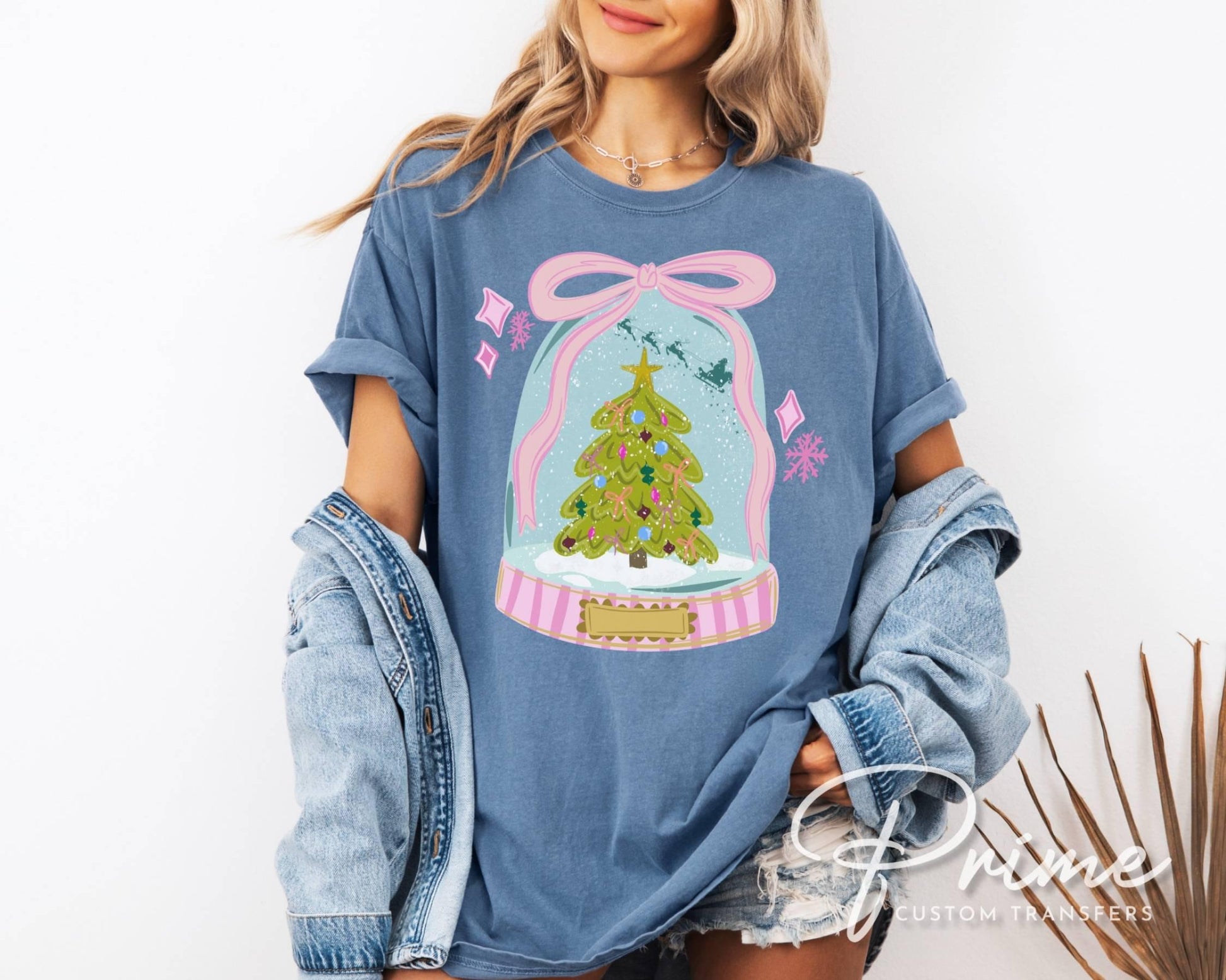 Whimsical Snow Globe DTF Transfer, Ready to Press, Christmas Tshirt Design