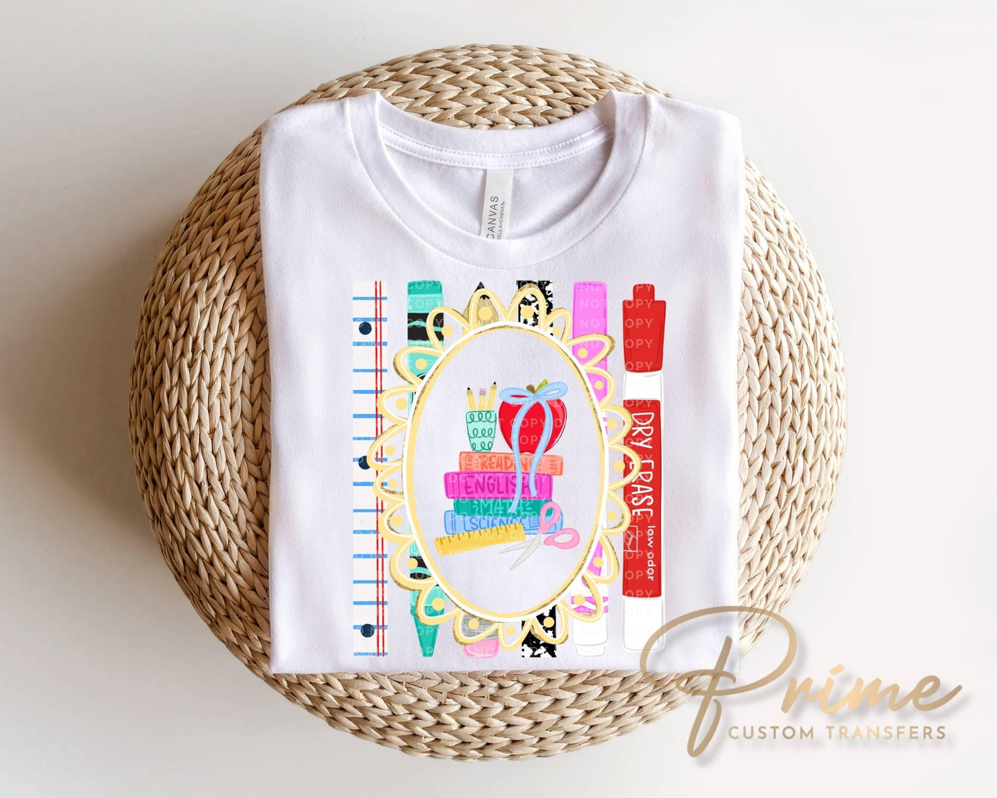 Teacher Supplies Doodles DTF Transfer, Ready to Press, Trendy Teacher, Teach, Coquette, Doodle, Heat Transfer, School Supplies