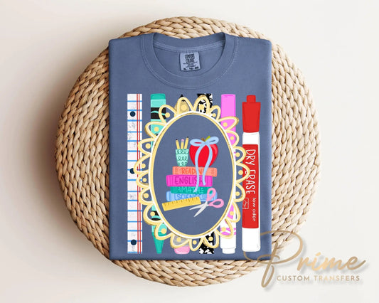 Teacher Supplies Doodles DTF Transfer, Ready to Press, Trendy Teacher, Teach, Coquette, Doodle, Heat Transfer, School Supplies