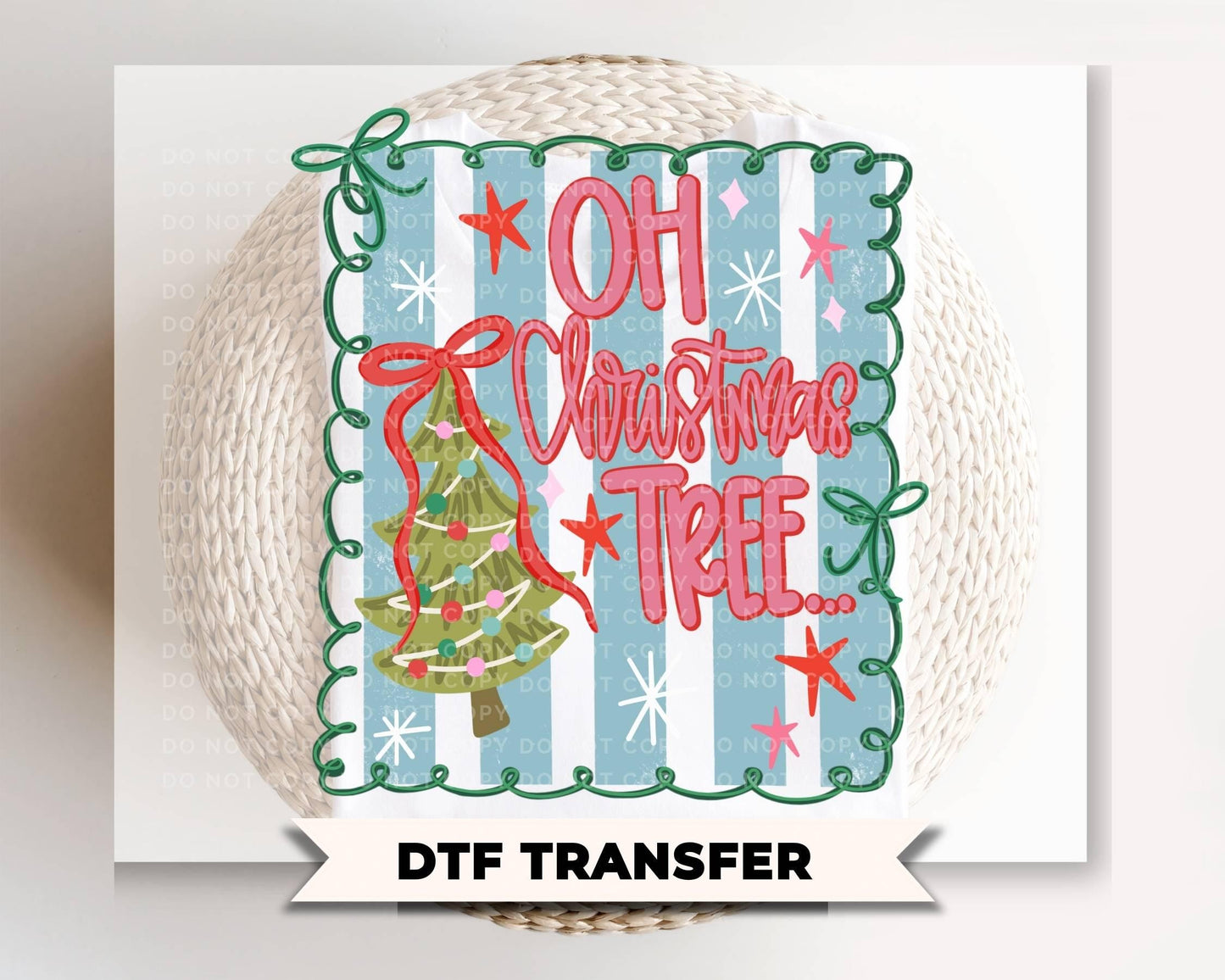 Oh Christmas Tree DTF Transfer, Ready to Press, Preppy Christmas Tshirt Design