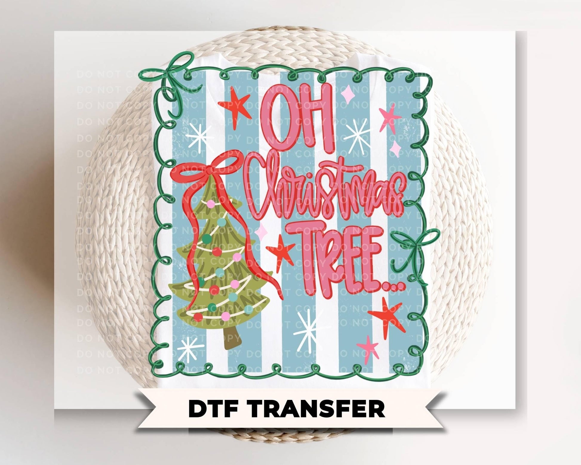 Oh Christmas Tree DTF Transfer, Ready to Press, Preppy Christmas Tshirt Design