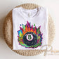 Patchwork 8 Ball DTF transfer, Ready to Press, Trendy Neon Tshirt Design