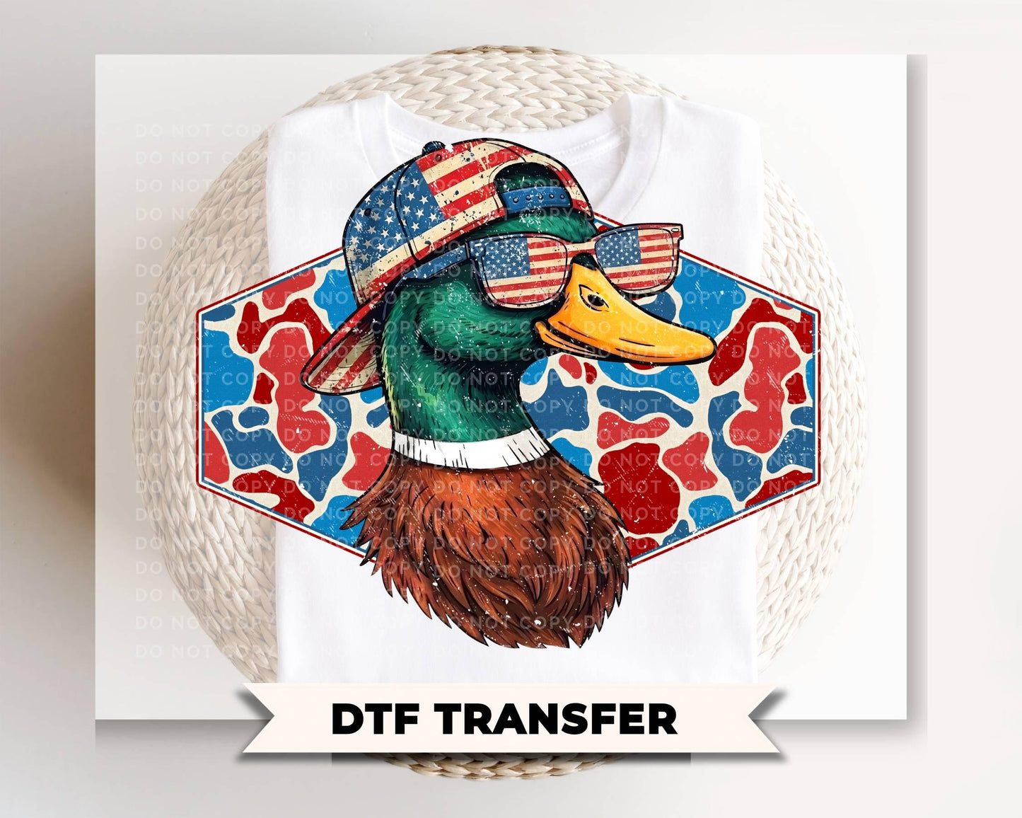 Duck Hunting DTF Transfer, Ready to Press, 4th of July Tshirt Design