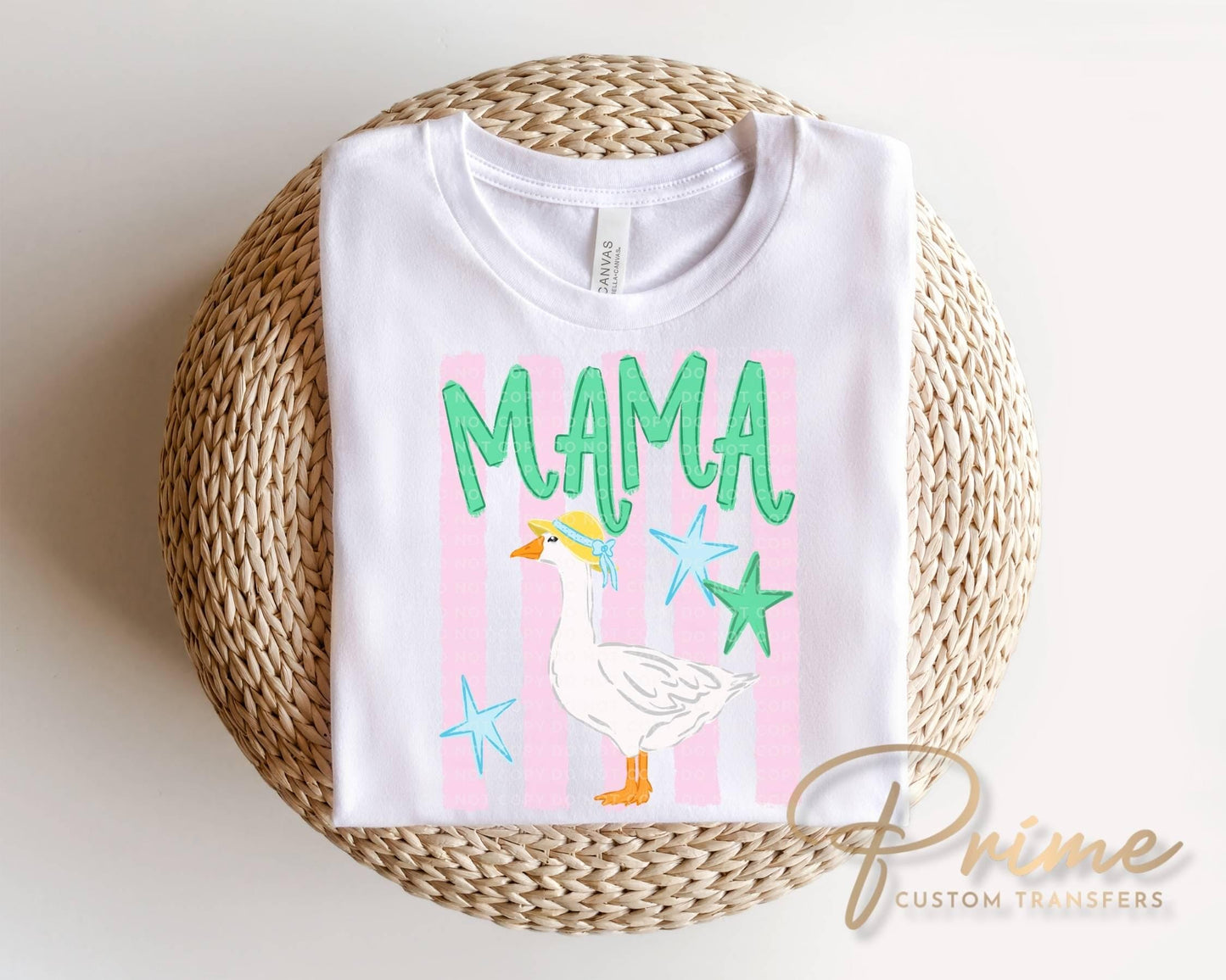 Mama Goose DTF Transfer, Ready to Press, Trendy Striped Tshirt Design