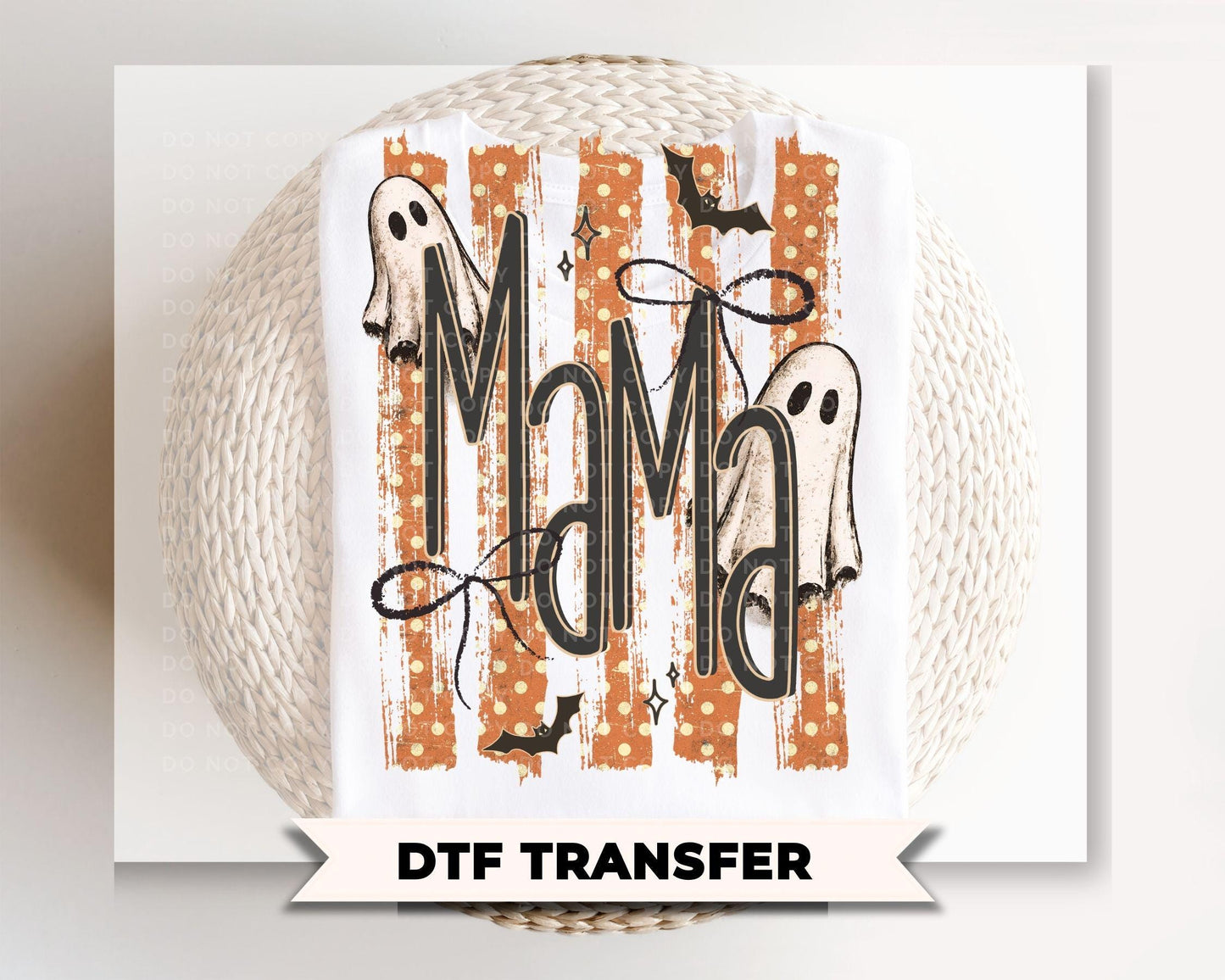 Striped Spooky Mama DTF Transfer, Ready to Press, Trendy Halloween Tshirt Design